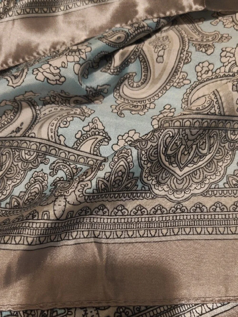 Silk Paisley Scarf in Teal and Silver
